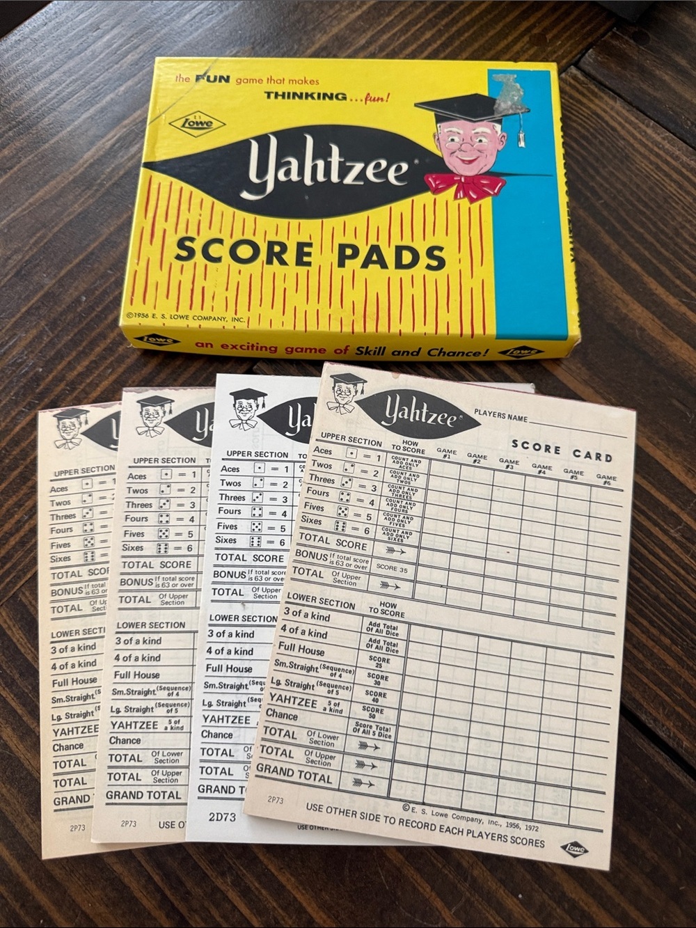Yahtzee Score Pads - Yellow & Blue Vintage Box